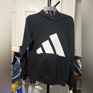 Adidas Men's Black and White Logo Hoodie